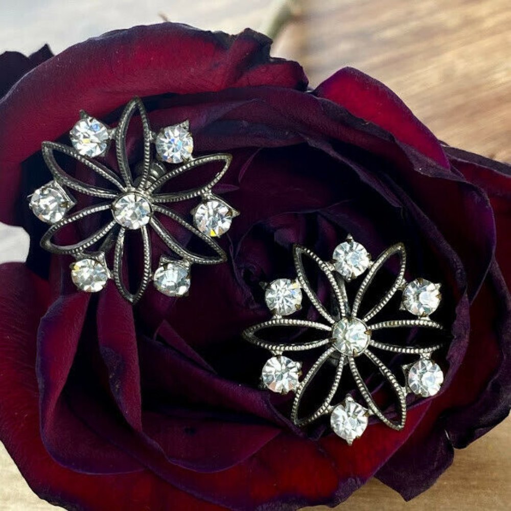 Vintage Sterling Sparkly Cubic Zirconia Earrings